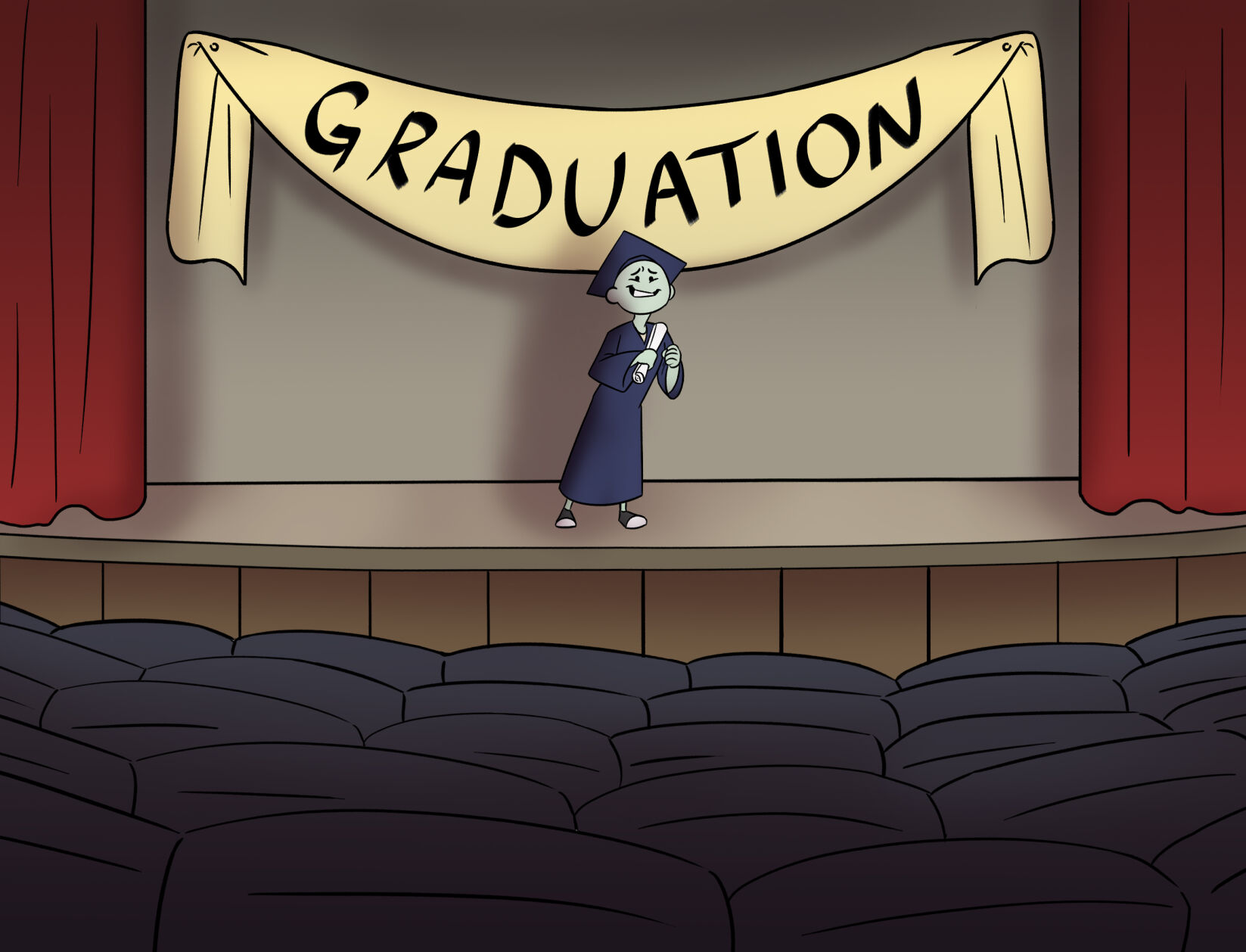 Limited in-person graduation illustration